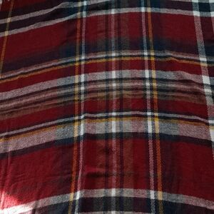 Plaid Red, Navy, Yellow-gold And White Scarf